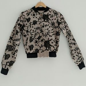 SEEK Embroidered Satin Bomber Jacket NWT